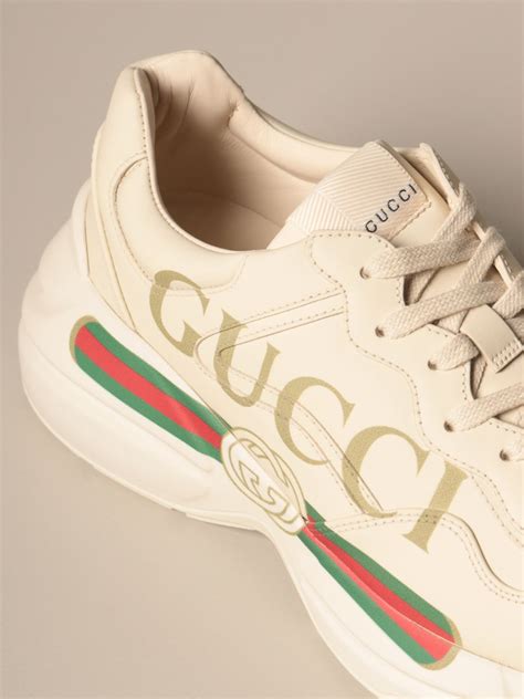 gucci off-white vintage logo rhyton sneakers|gucci rhyton distressed sneakers.